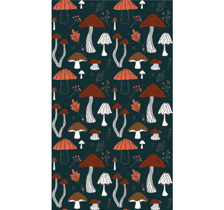Mushroom Motif Art flowers and plants roller blind - TenStickers