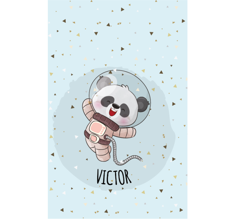 Panda astronaut with name children room roller blind - TenStickers