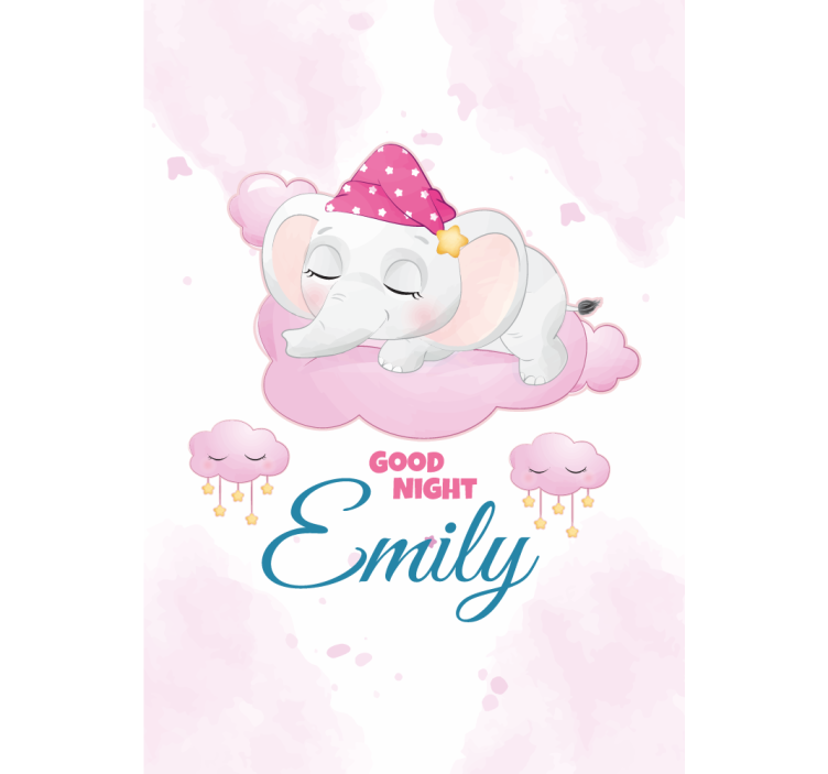 Sleeping elephant with name children room roller blind - TenStickers