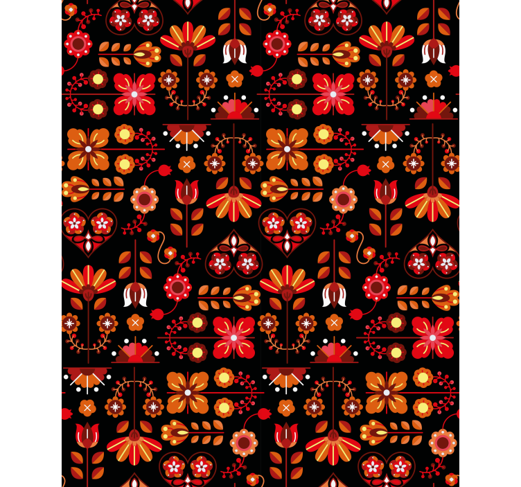 Orange folk art flower roller blind - TenStickers