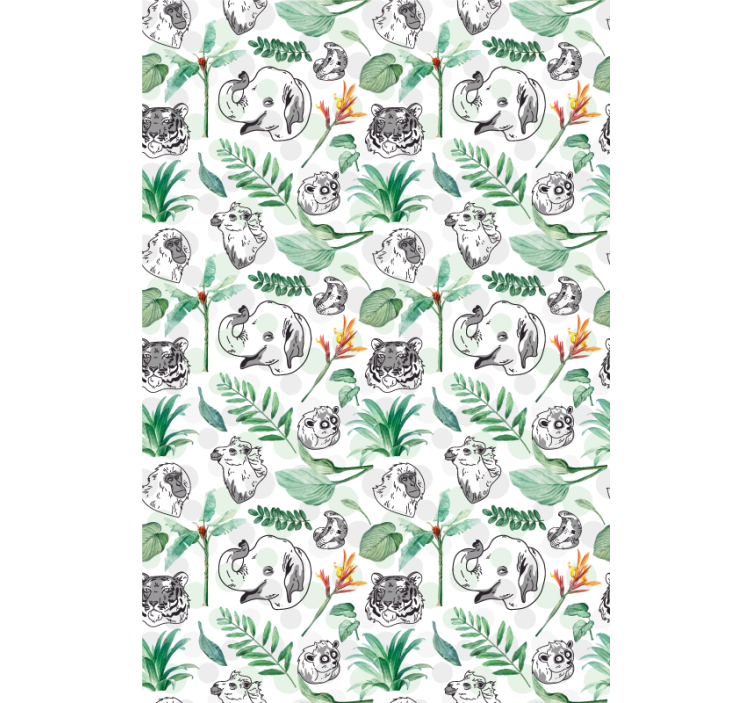 Green jungle animals children room roller blind - TenStickers