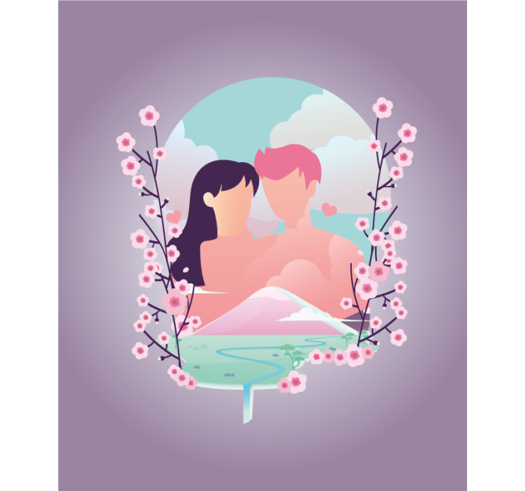 Couple Amid Blossoms romantic roller blind - TenStickers