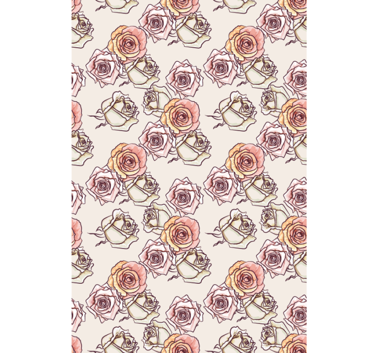 Rose Illustration Pattern flowers and plants roller blind - TenStickers