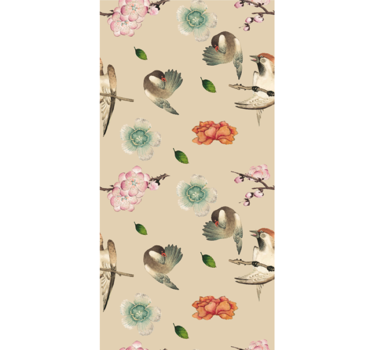 Beige avian design flowers and plants roller blind - TenStickers
