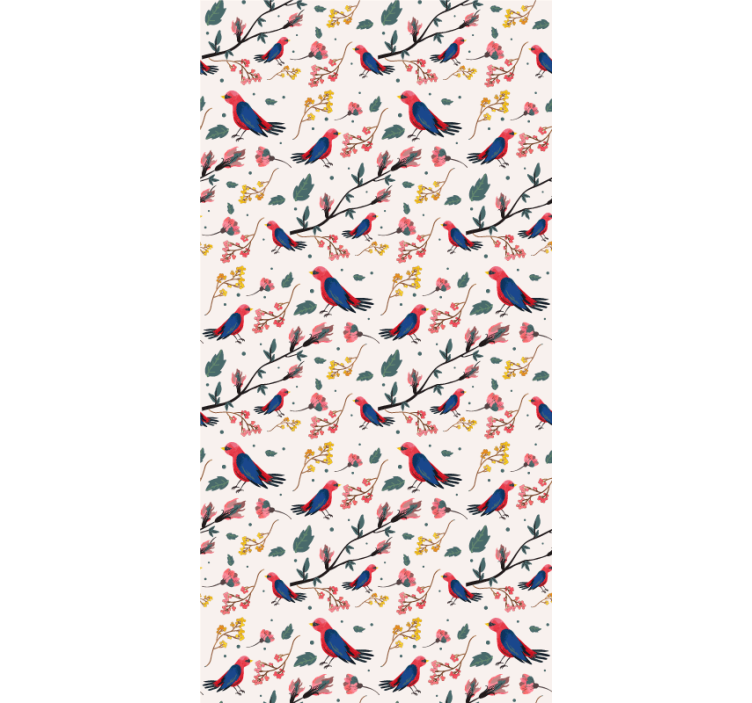 Vibrant Bird Patterns flowers and plants roller blind - TenStickers