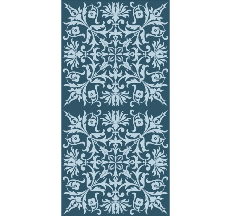 Flowers and plants roller blind in french provincial blue - TenStickers