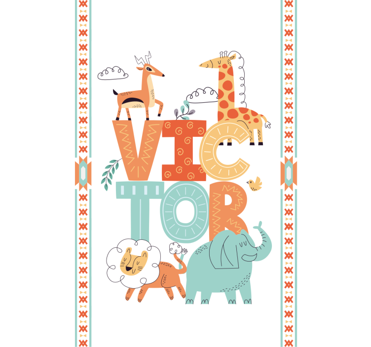 Savage animals with name children room roller blind - TenStickers