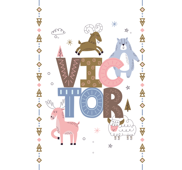 Polar kid animals with customisable name - TenStickers