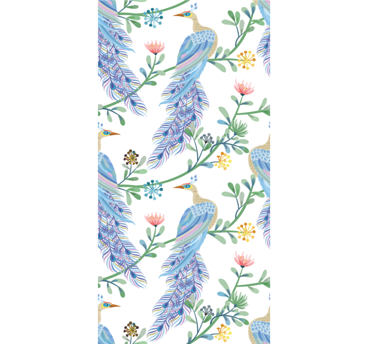 Peacock With Flowers flowers and plants roller blind - TenStickers