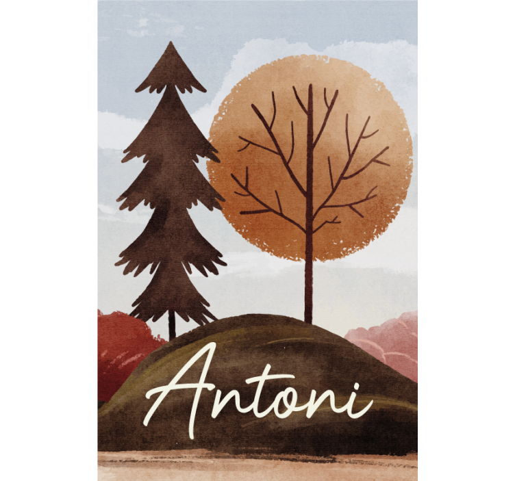 Nordic forest with name children room roller blind - TenStickers