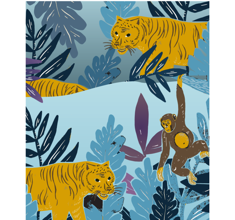 Tigers and monkey children room roller blind - TenStickers