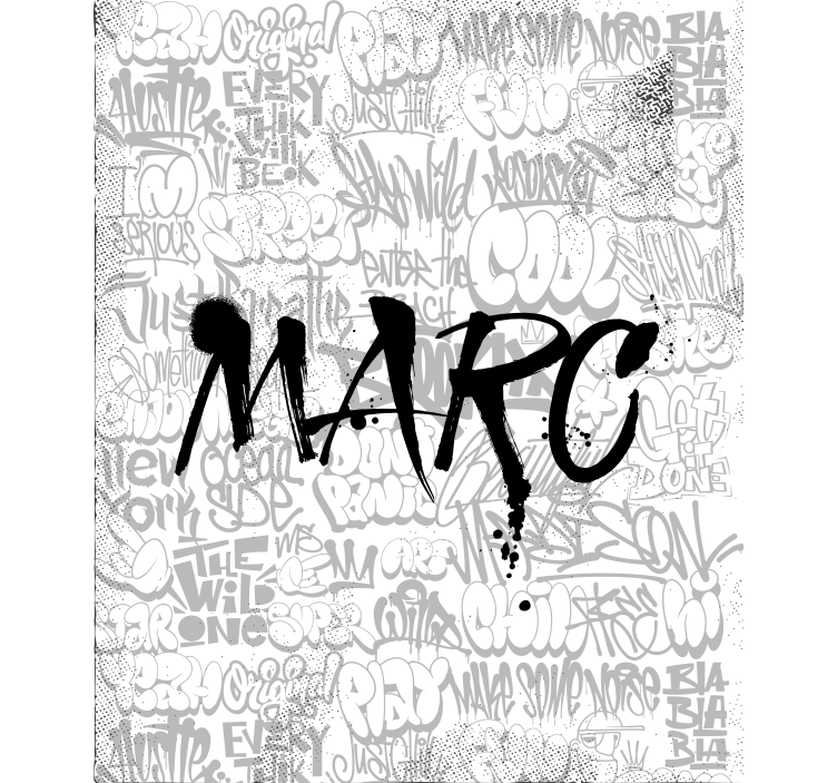 Graffiti black and white with name window shade - TenStickers