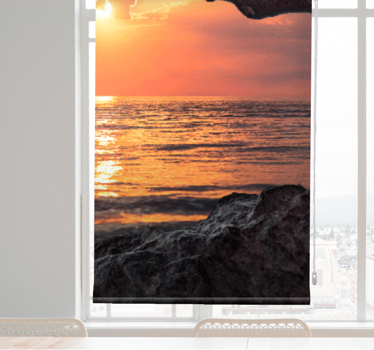 3D cave sunrise ocean  original roller blind - TenStickers