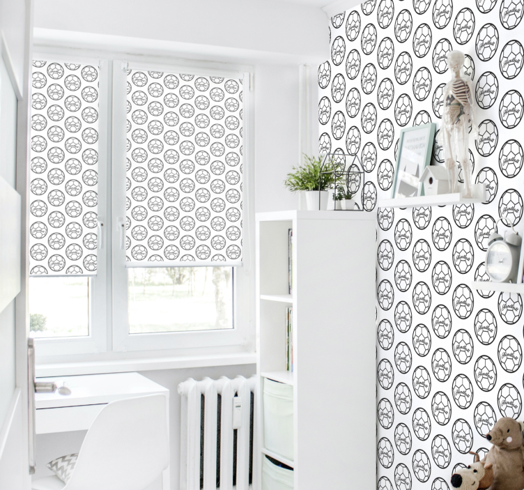 Handball black and white pattern sports roller blind - TenStickers