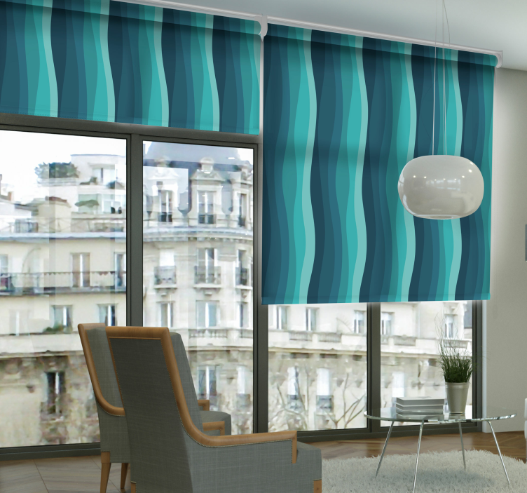 Wavy blue pattern living room roller blind - TenStickers