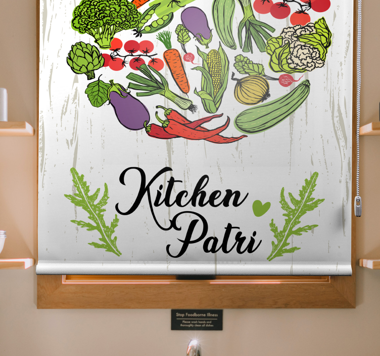 Kitchen with vegetables printed window shade - TenStickers