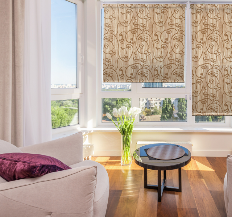 Abstract face patterns modern roller blind - TenStickers