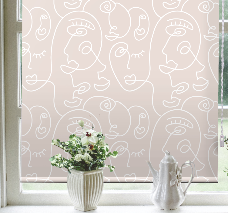 Abstract Line Faces art roller blind - TenStickers