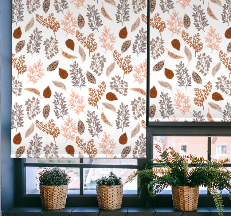 Autumn brown pattern flowers and plants roller blind - TenStickers