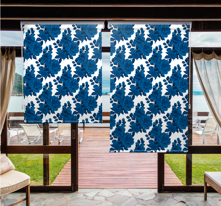 Azure Blossom Motif flowers and plants roller blind - TenStickers
