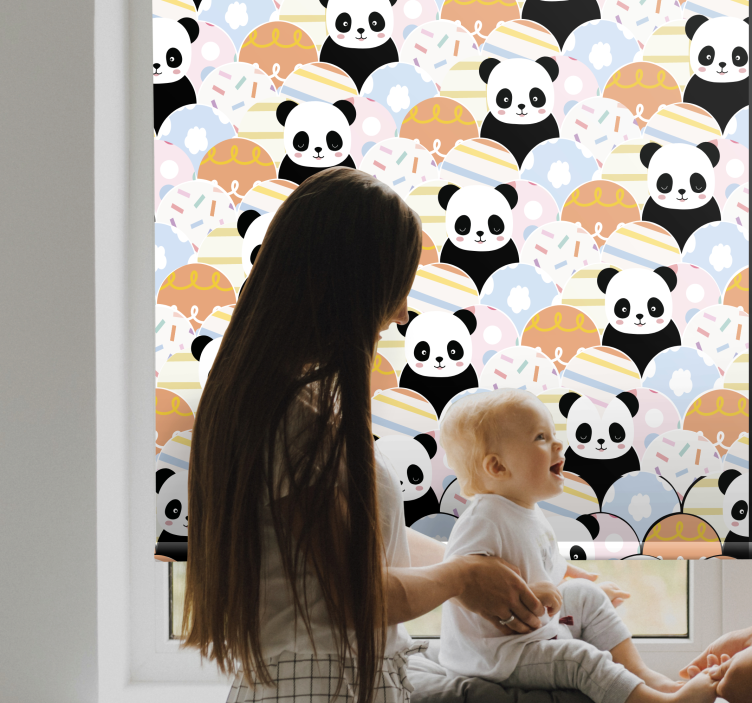Baby panda party children room roller blind - TenStickers