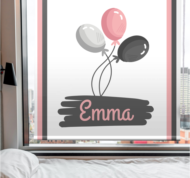 Balloons with name children room roller blind - TenStickers