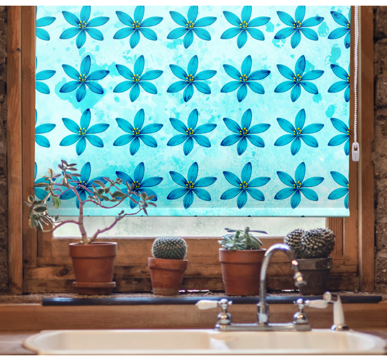 Beautiful Blue Blooms flowers and plants roller blind - TenStickers