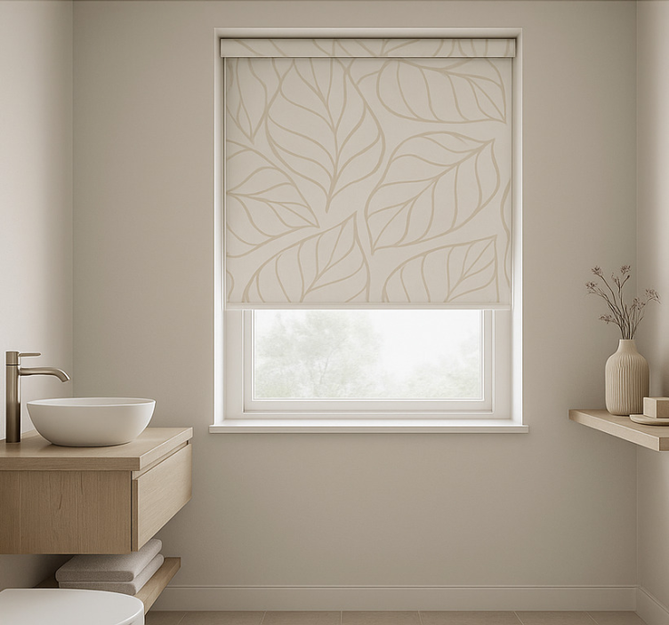 Beige and white pattern bathroom roller blind - TenStickers