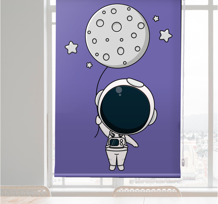 Astronaut with a moon balloon Blind painting - TenStickers