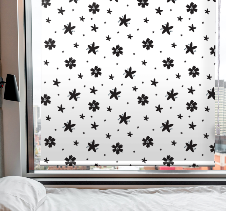 Black and White Design flower roller blind - TenStickers