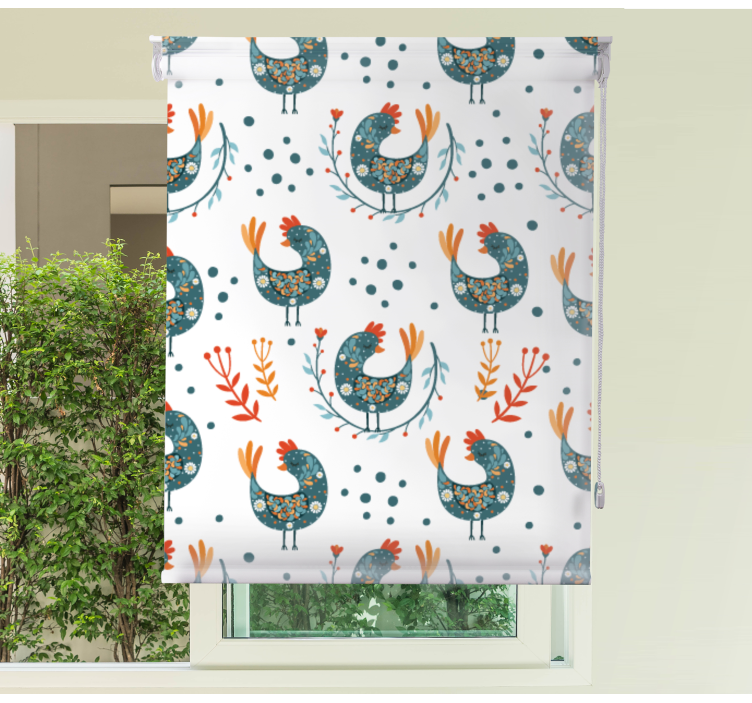 Blue feathery chicken animal roller blind - TenStickers