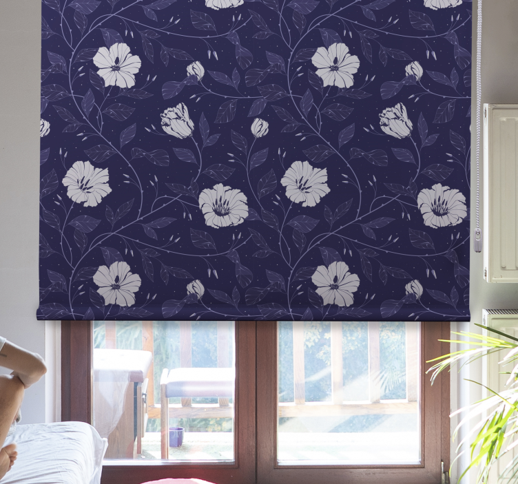 Blue background with Flower roller blind - TenStickers
