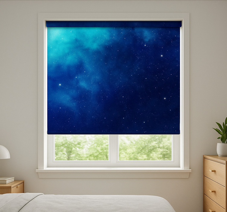 Blue Galaxy Star teenage bedroom roller blind - TenStickers