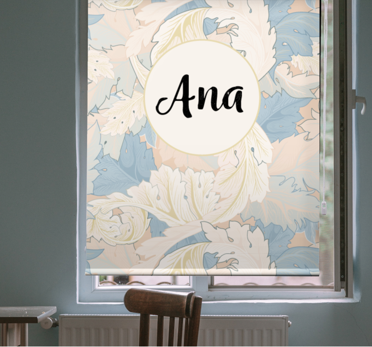 Botanical motif with name living room roller blind - TenStickers