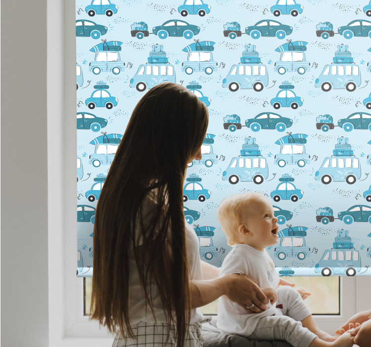 Blue cars pattern children room roller blind - TenStickers
