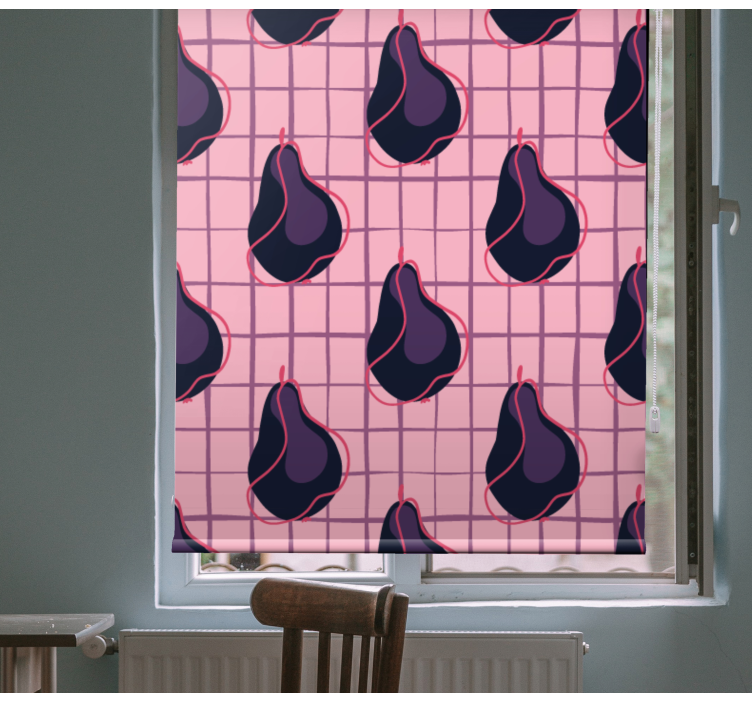 Checked pattern with pears Living room blind - TenStickers
