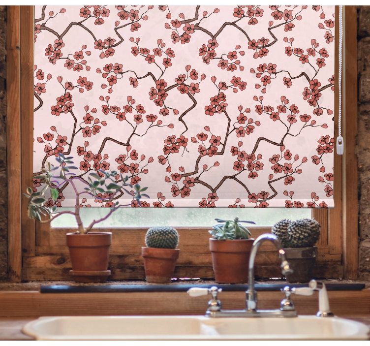 Cherry Blossom Branches flowers and plants roller blind - TenStickers