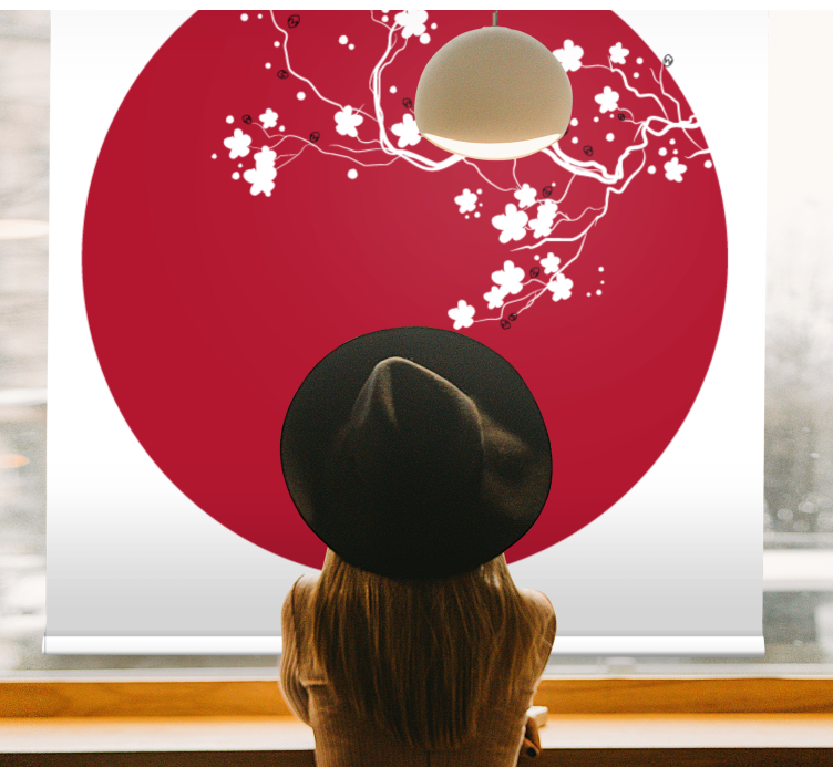 Japanese cherry circle flower roller blind - TenStickers