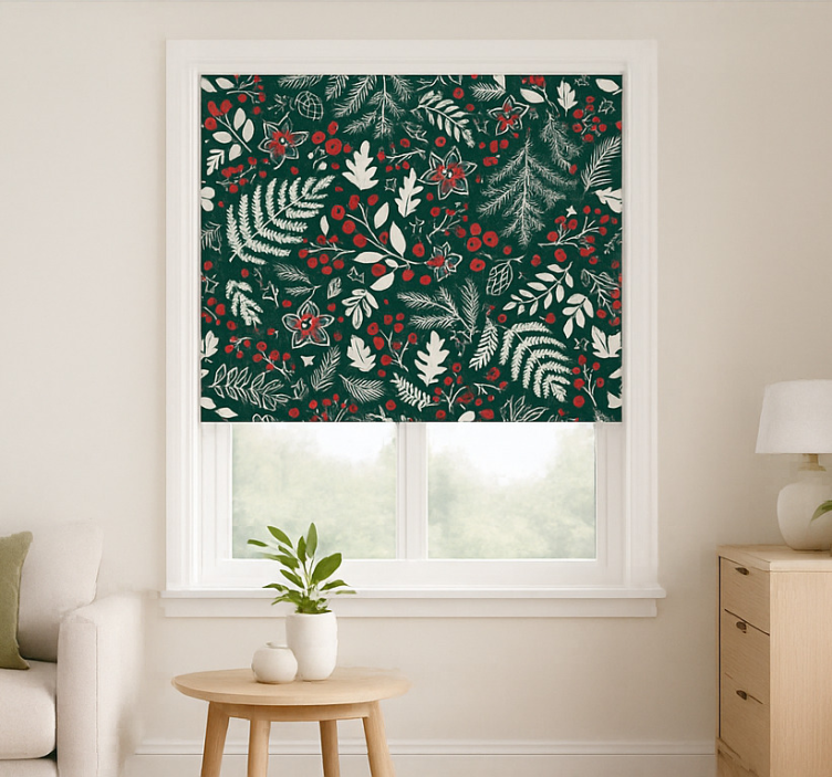 Floral Christmas pattern living room roller blind - TenStickers