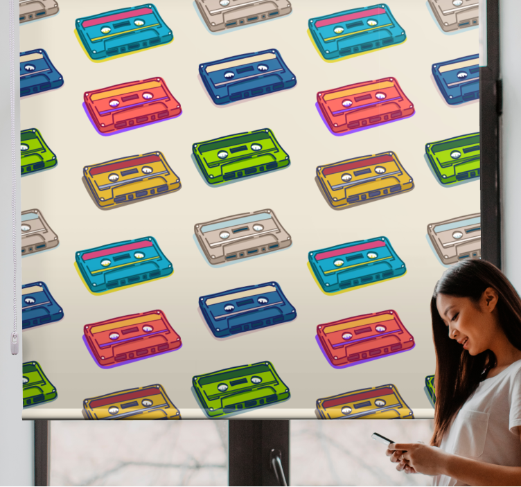 Colorful Cassette Tapes geek roller blind - TenStickers