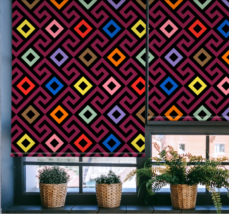 Colorful geometric labyrinth roller blind - TenStickers