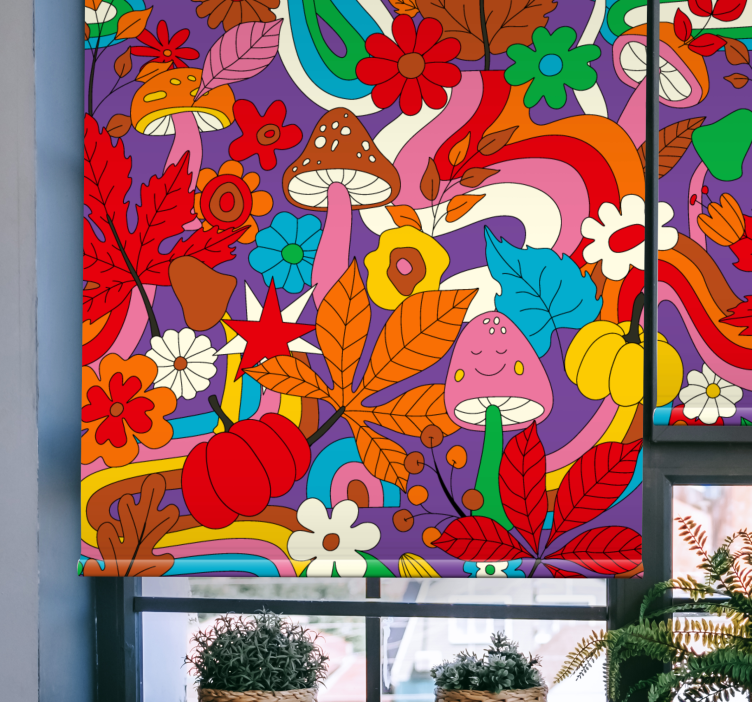 Colorful Mushroom Fantasy fun roller blind - TenStickers