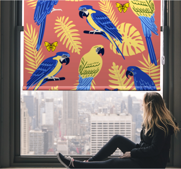 Colorful Parrots Display animal roller blind - TenStickers
