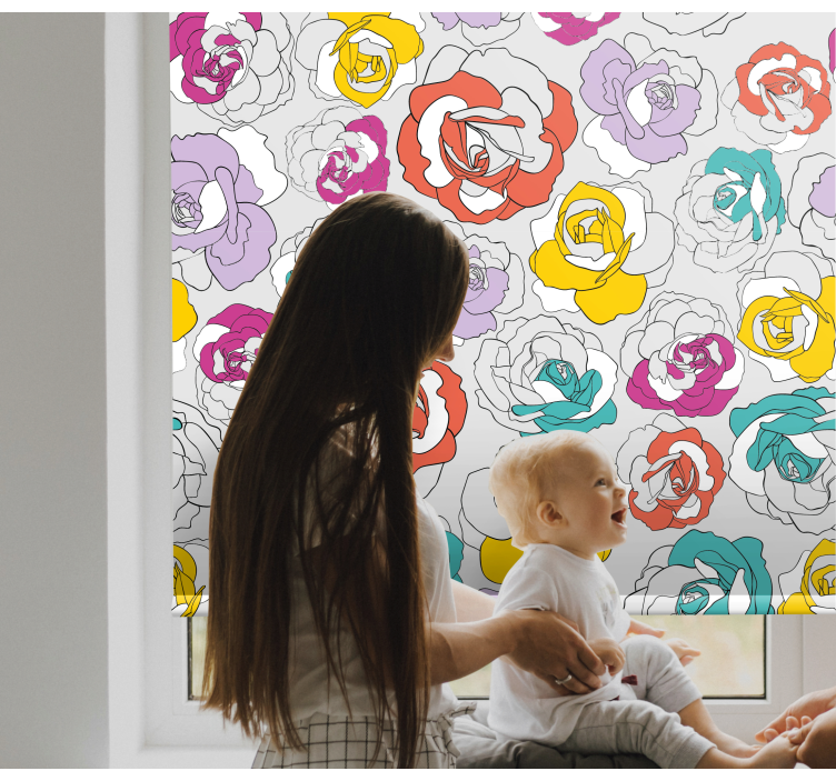 Colorful Rose Pattern flower roller blind - TenStickers