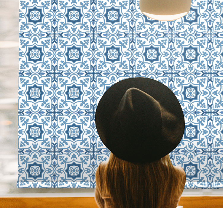 Complex blue tiles bathroom roller blind - TenStickers