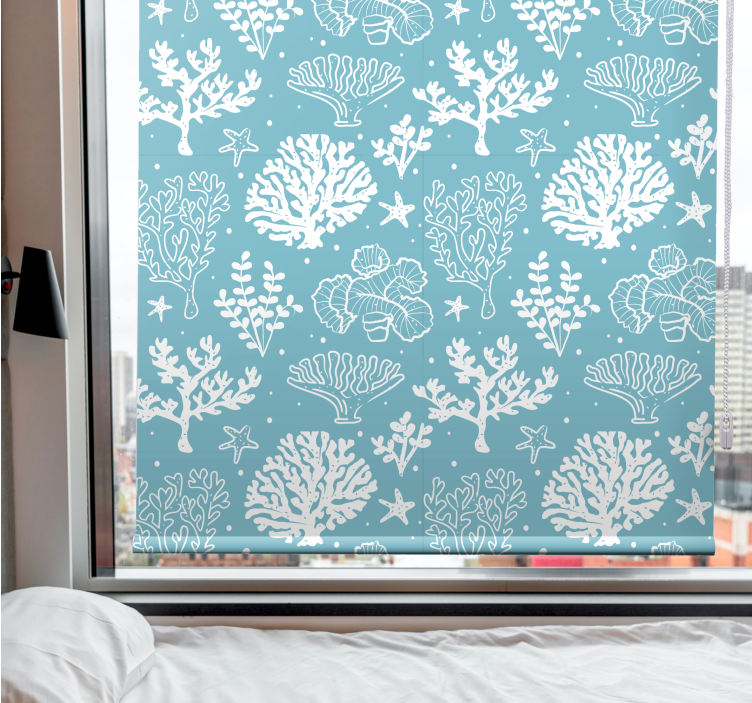 Coral Reef Silhouettes flowers and plants roller blind - TenStickers