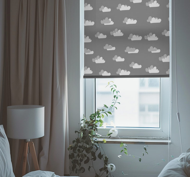 Cumulus Cloud Pattern gray roller blind - TenStickers