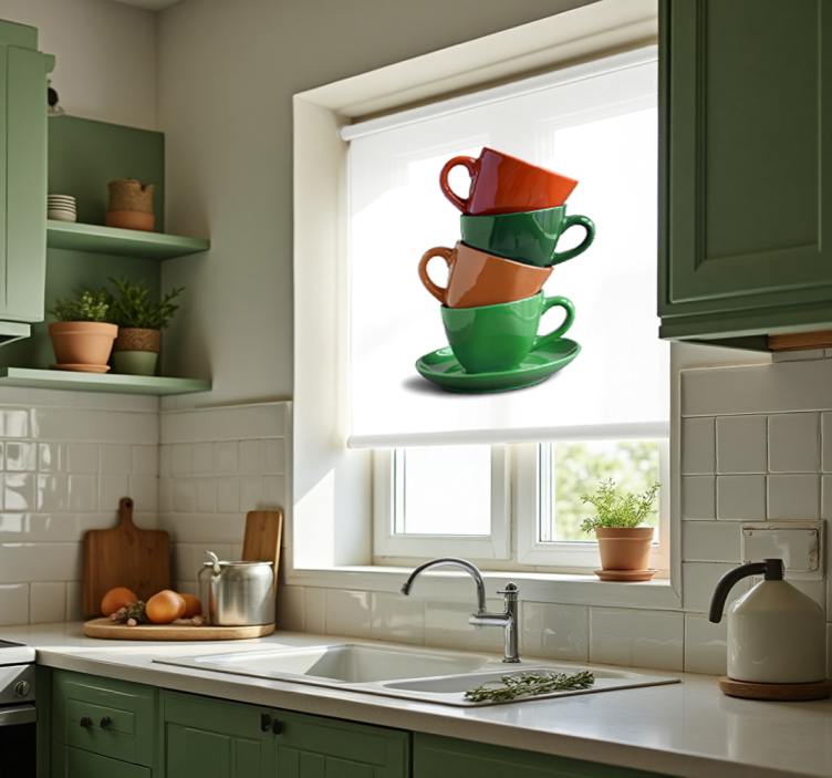 Cups  kitchen roller blind - TenStickers
