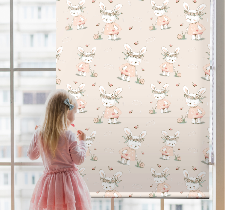 Cute Bunny Characters animal roller blind - TenStickers