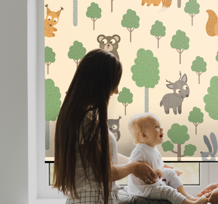 Baby forest creatures children room roller blind - TenStickers